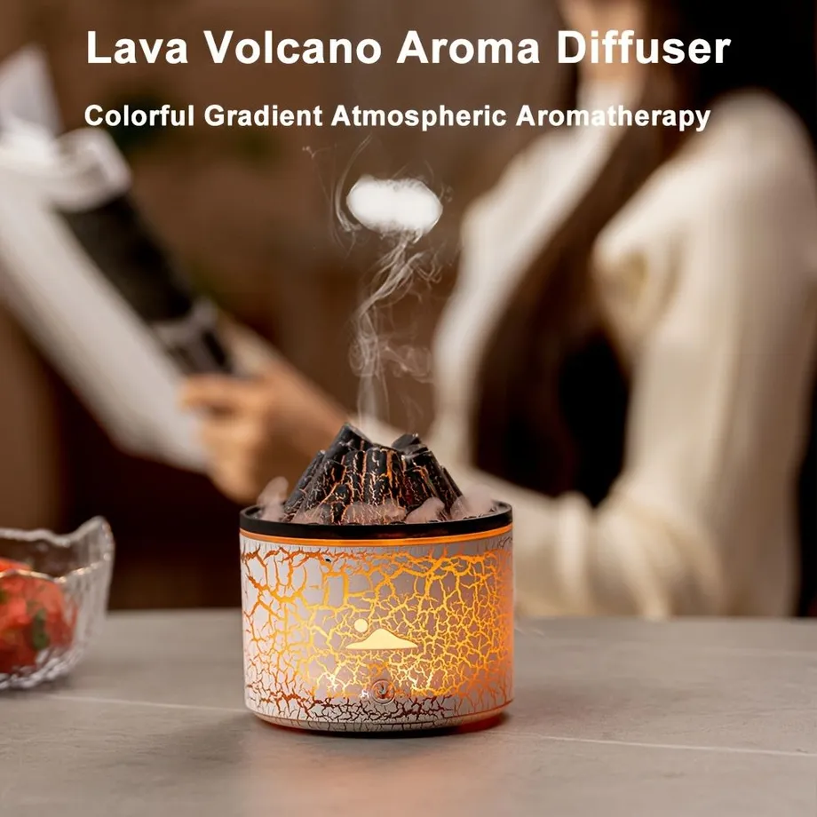 Aroma difuzér s efektem sopečného plamene a zvlhčovač vzduchu 180 ml