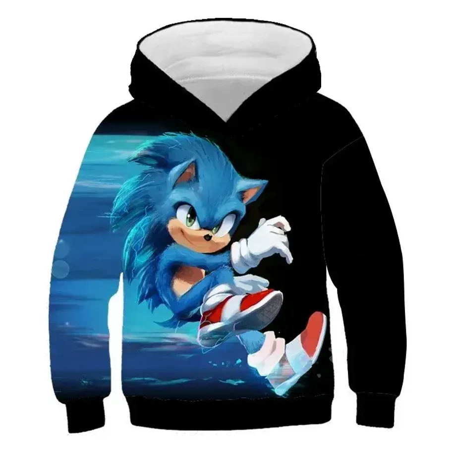 Dětská unisex mikina s kapucí a motivy 3D potisku ježka Sonic