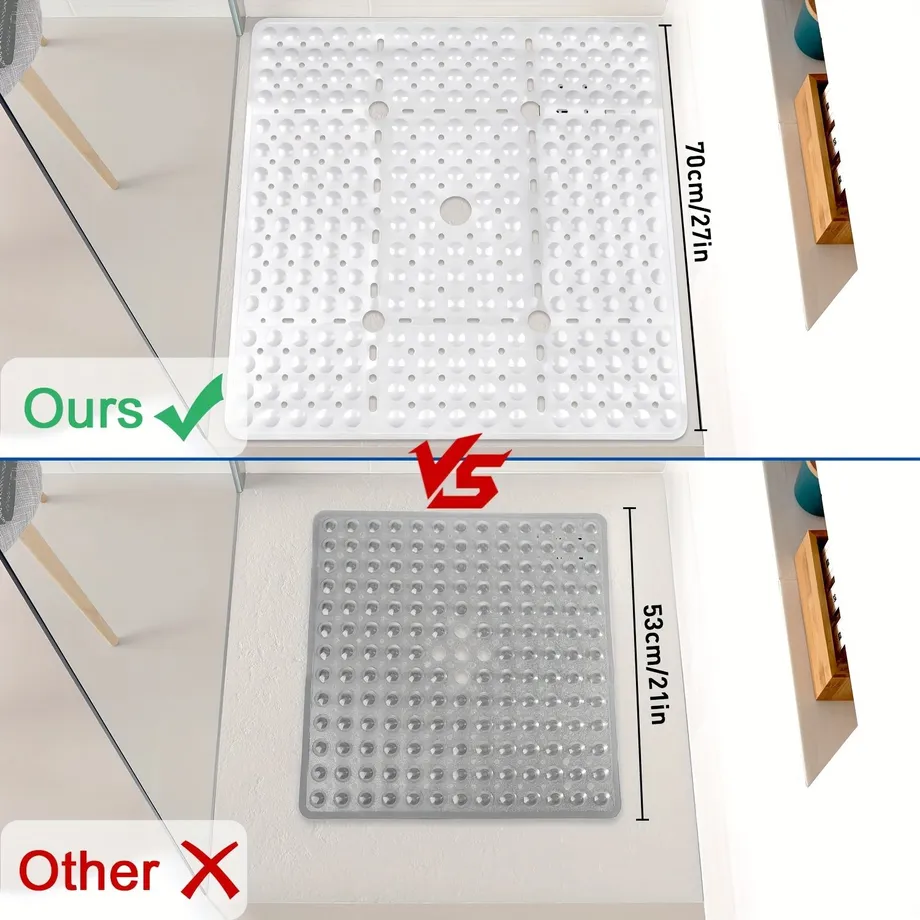 1ks Protiskluzová PVC Podložka Do Koupelny S Přísavkou, Podložka Do Sprchy, Měkká A Pohodlná Podložka Na Nohy, Protiskluzová Podložka Do Sprchy, Bezpečnostní Podložka Do Koupelny, Ochrana Rodiny, 27*27in
