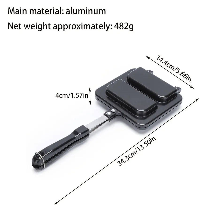 1ks Sendvičovač hliníková pánev, Oboustranná nepřilnavá pánev na sendviče, Odnímatelná forma na vafle, Pro domácí kuchyni, Kempování, Kuchyňské doplňky, Pekařské náčiní, Nádobí