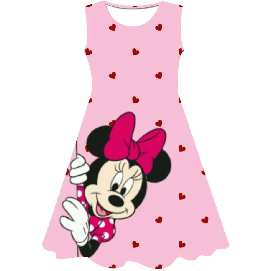 Dívčí letní šaty bez rukávů s motivem oblíbené Minnie Mouse