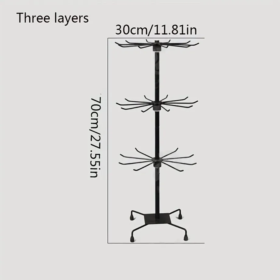 Otočný stojan na šperky, 2/3 patra, otočné ramínka na náhrdelníky, módní pultový stojan, organizér na náhrdelníky, náramky, náušnice, prsteny
