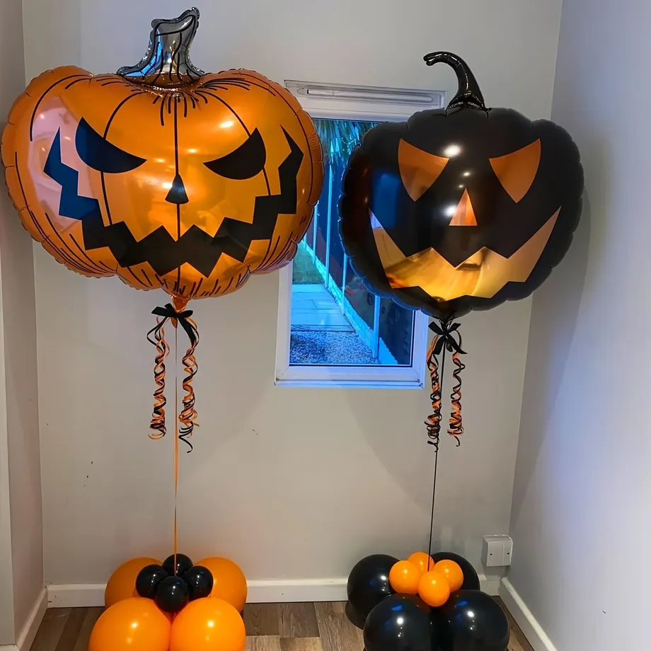 Strašidelné dýňové balónky na Halloween: 2 kusy obřích děsivých dýňových balónků z aluminiové fólie