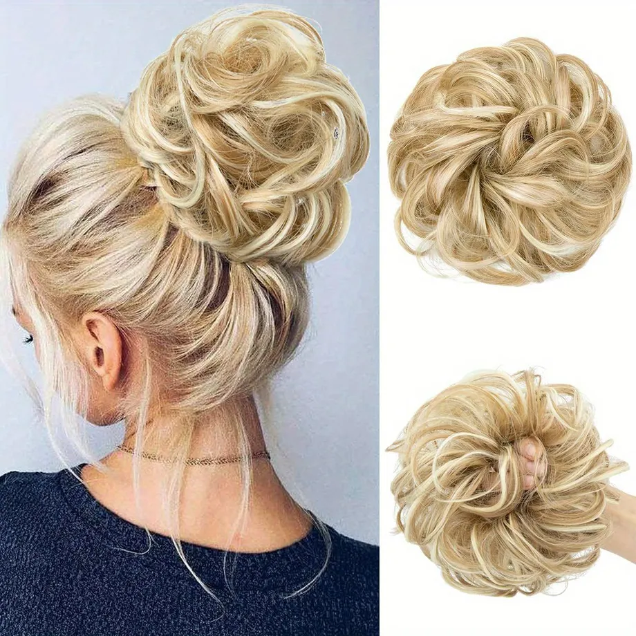 Rozcuchaný drdol scrunchies - vlnité kudrnaté chignon culík prodlužování vlasů hustý účes nástavec na vlasy vlasové doplňky