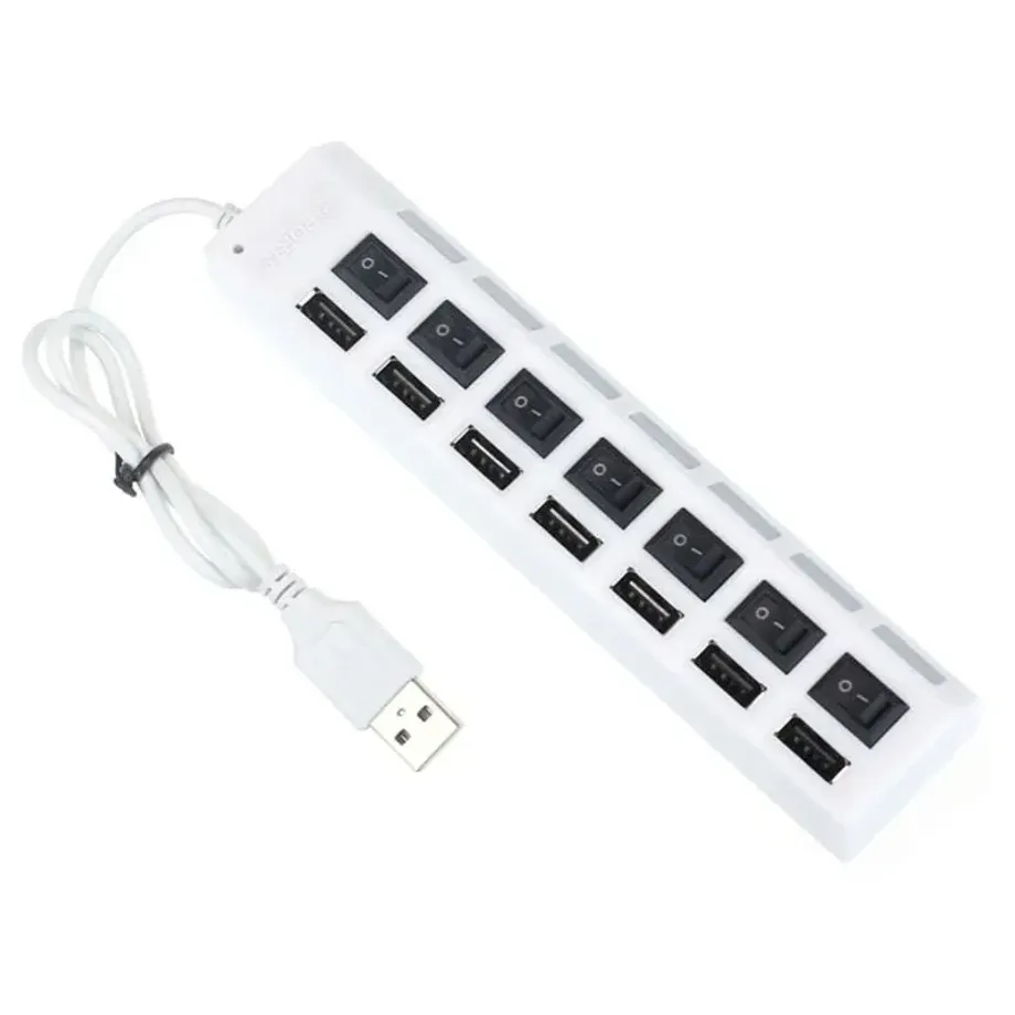 USB Hub 2.0 multiport s vysokou rychlostí a nezávislými vypínači