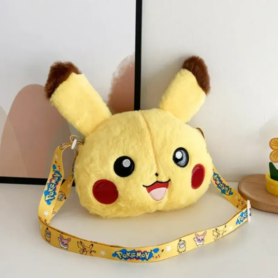 Dětská kabelka s popruhem přes rameno ve tvaru hlavy Pokémon Pikachu