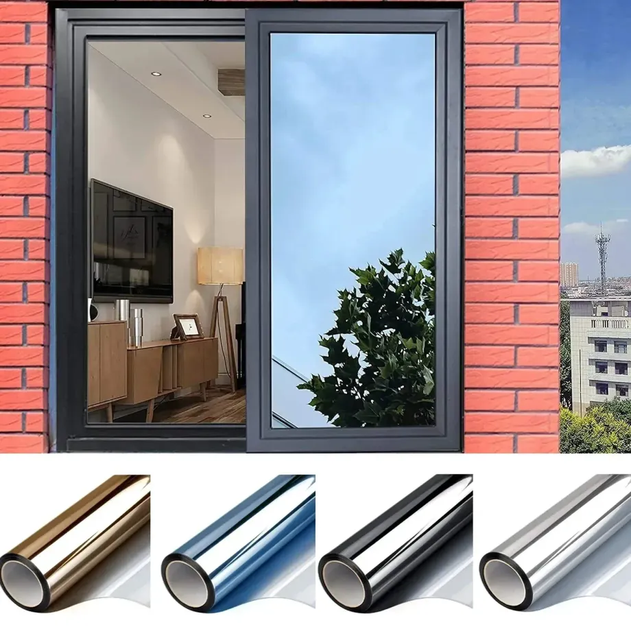 Multi-size One Way Mirror Window Film Privacy Sun Blocking Glass Sticker Heat Control Reflective Film Self Adhesive Window Tint