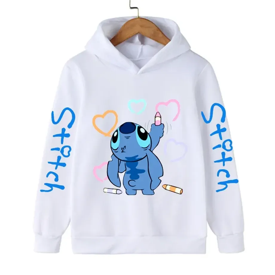 Dětská mikina s kapucí a roztomilým potiskem Stitch