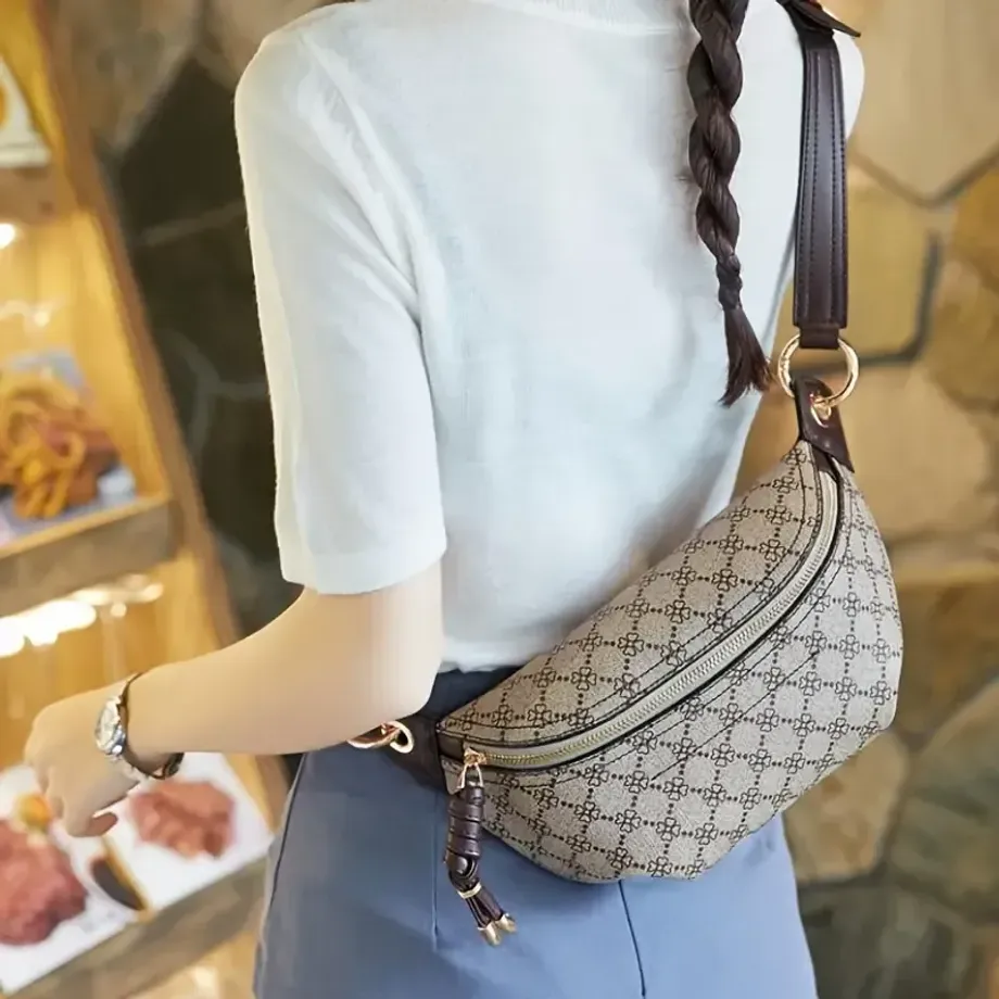 Geo Pattern Fanny Pack, elegantní přední taška na zip Univerzální taška na hrudník