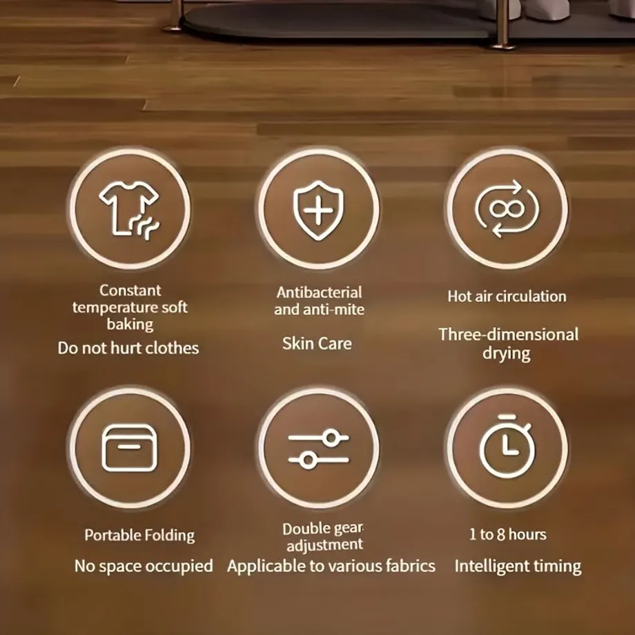 Stylový a praktický přenosný sušák s časovačem pro efektivní sušení prádla a ručníků - Domácí nezbytnost