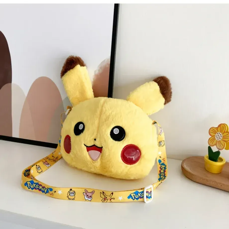 Dětská kabelka s popruhem přes rameno ve tvaru hlavy Pokémon Pikachu