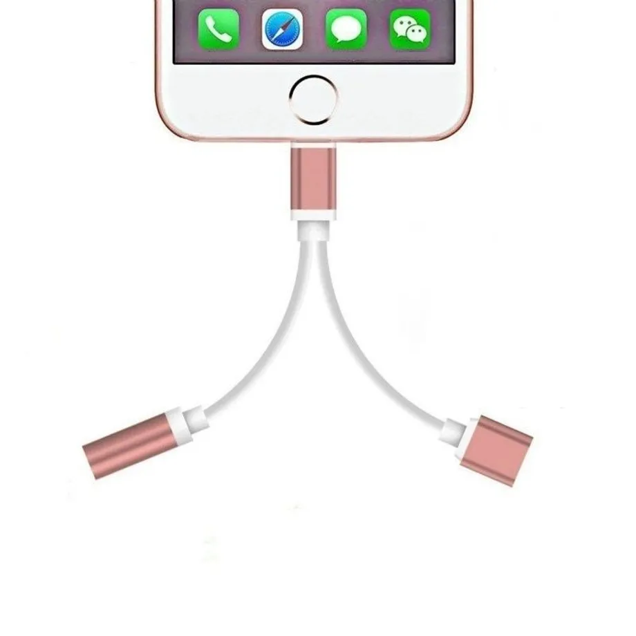 Redukce pro Apple iPhone lightning na 3,5mm jack / Lightning ruzova