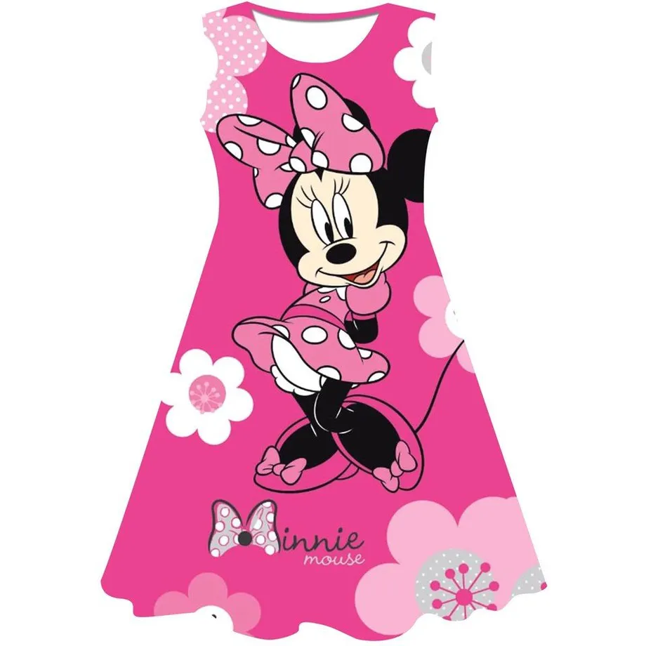 Dívčí letní šaty bez rukávů s motivem oblíbené Minnie Mouse