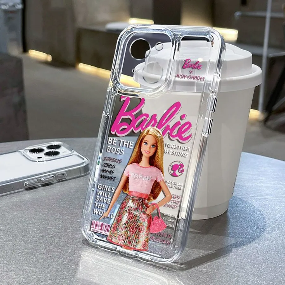 Designové transparentní ochranné pouzdro na iPhone mobilní telefon s cool motivem Barbie