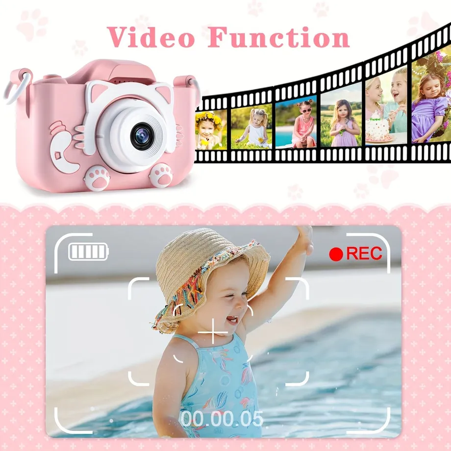 Dětská digitální kamera pro děti - Mini fotoaparát s videem, 32GB karta SD zdarma, perfektní dárek pro kluky i holky