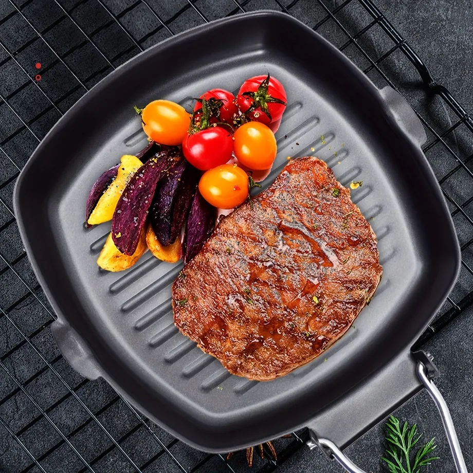 Univerzální nepřilnavá pánev s rukojetí na steak - do plynu, na kazeťák i indukci