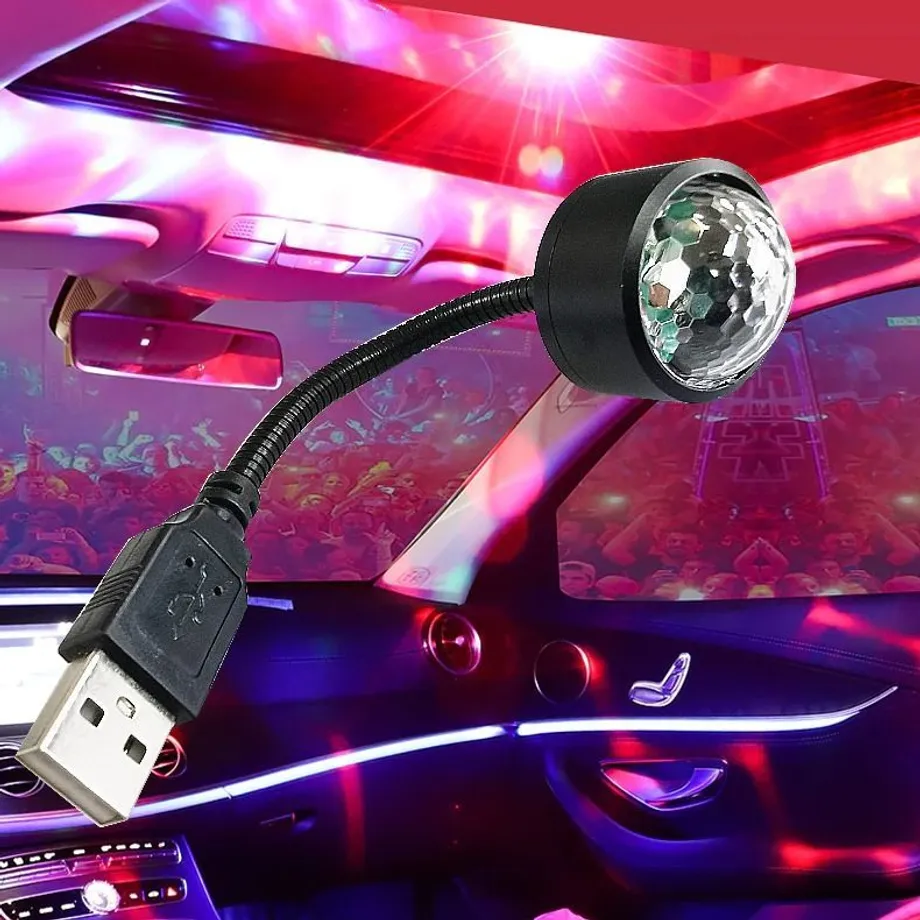 Barevný LED USB projektor do auta