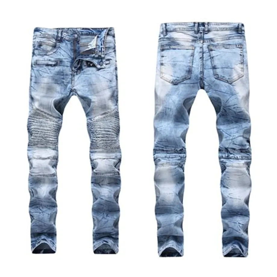 Pánské módní džíny Slim Fit Elastic Ripped Jeans Light blue 1023 28