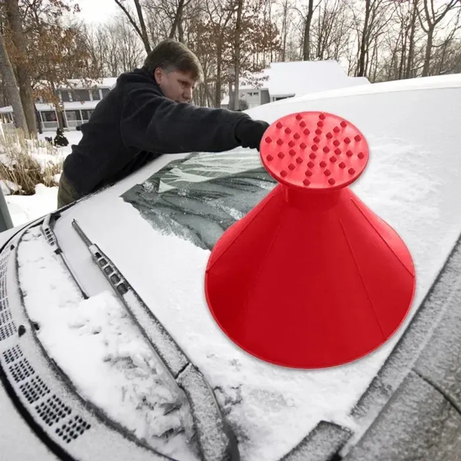 Zimní kouzelná škrabka na led na okna auta ve tvaru trychtýře pro odstranění sněhu a ledu