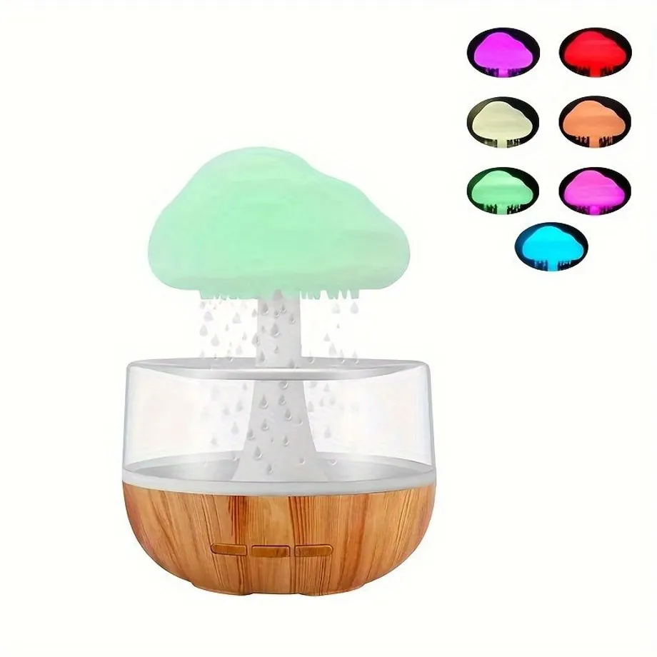 1ks Barevný Rain Cloud Zvlhčovač Houba Lampa Spánek Atmosféra, Stroj Na Aromaterapii Raindrop Cloud Raindrop Mushroom 7Colors Light