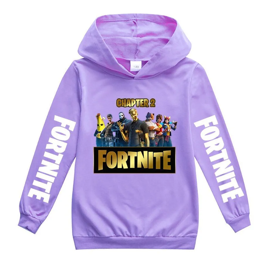 Dětská mikina s kapucí a potiskem na rukávech a hrudníku Fortnite