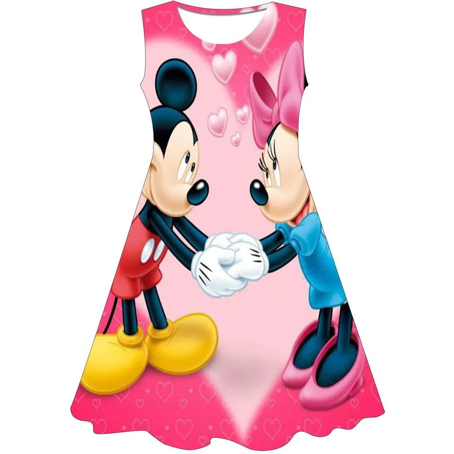 Dívčí letní šaty bez rukávů s motivem oblíbené Minnie Mouse