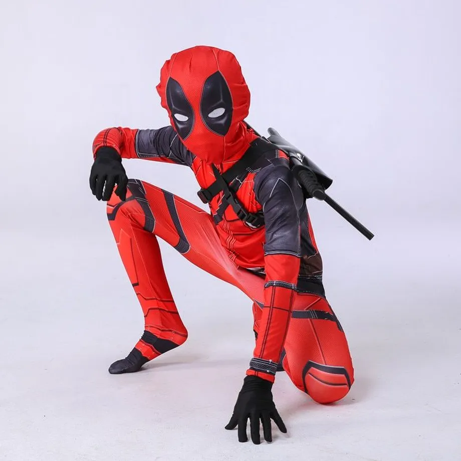 Dětský oblíbený elastický halloweenský kostým - Deadpool