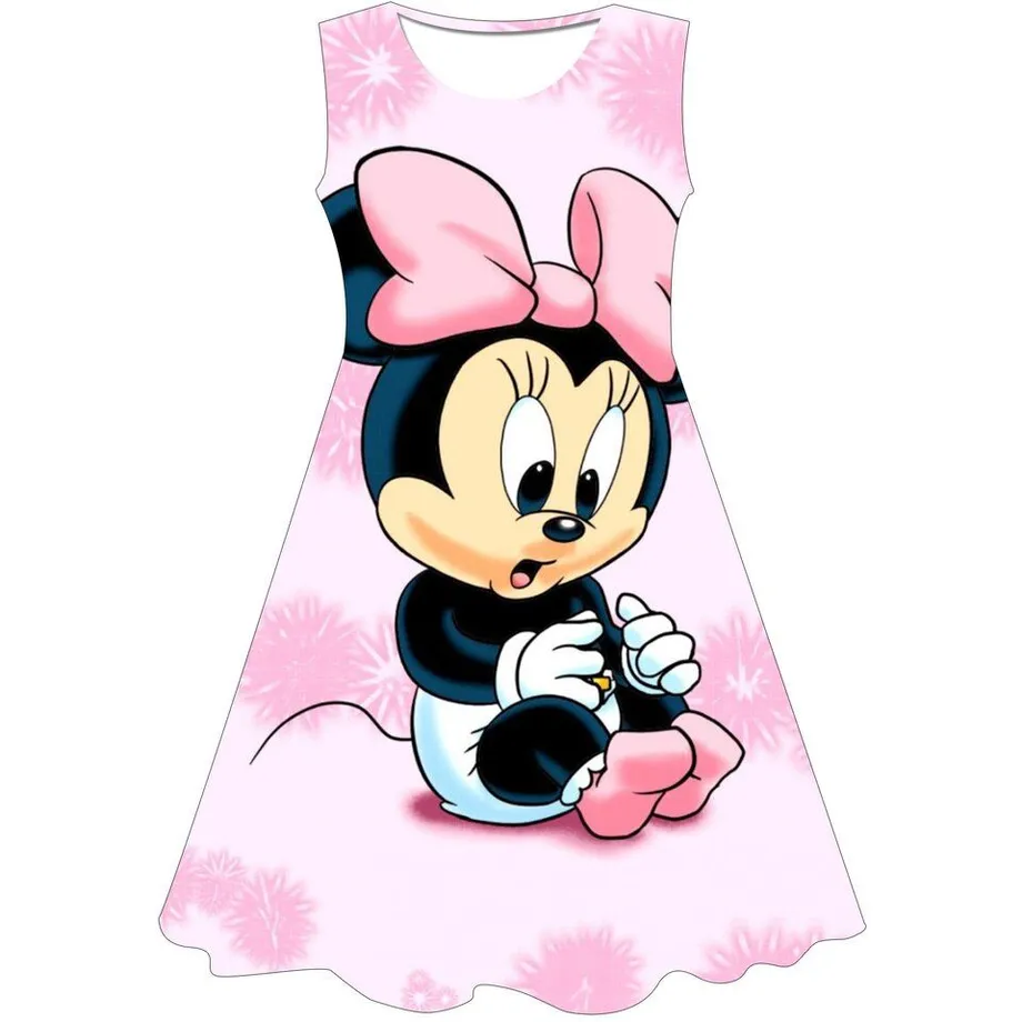 Dívčí letní šaty bez rukávů s motivem oblíbené Minnie Mouse