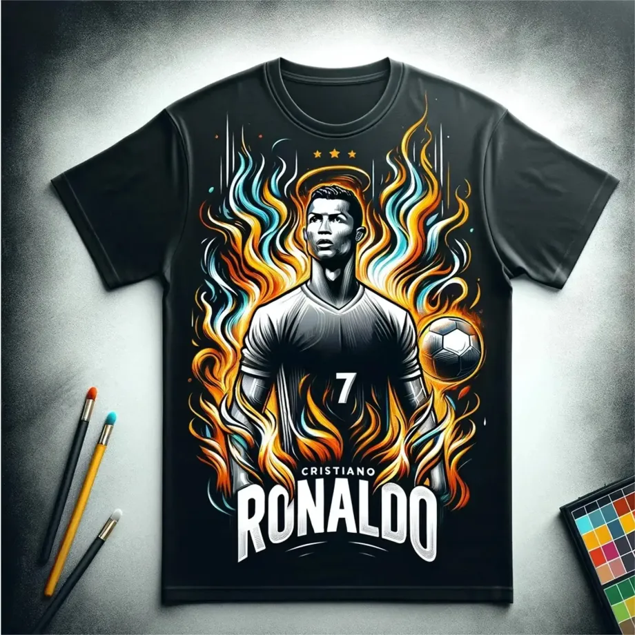 Pánské moderní letní tričko s 3D potiskem oblíbeného fotbalisty Cristiano Ronaldo