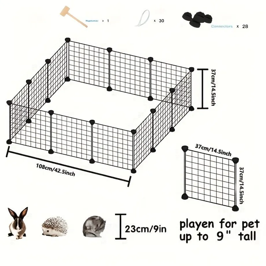 12 Kusů Pet Playpen, Petl Klec Vnitřní Přenosný Kovový Drát Yard Fence Pro Psí Kotec Krátký Plot Stan