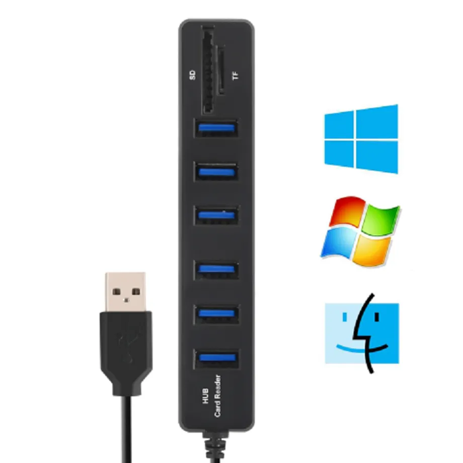 Vysokorychlostní rozbočovač USB HUB 2 v 1 čtečku SD karet - 2 barvy