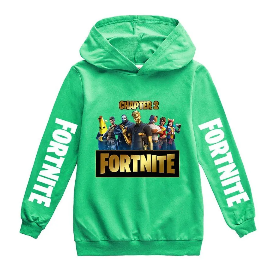 Dětská mikina s kapucí a potiskem na rukávech a hrudníku Fortnite