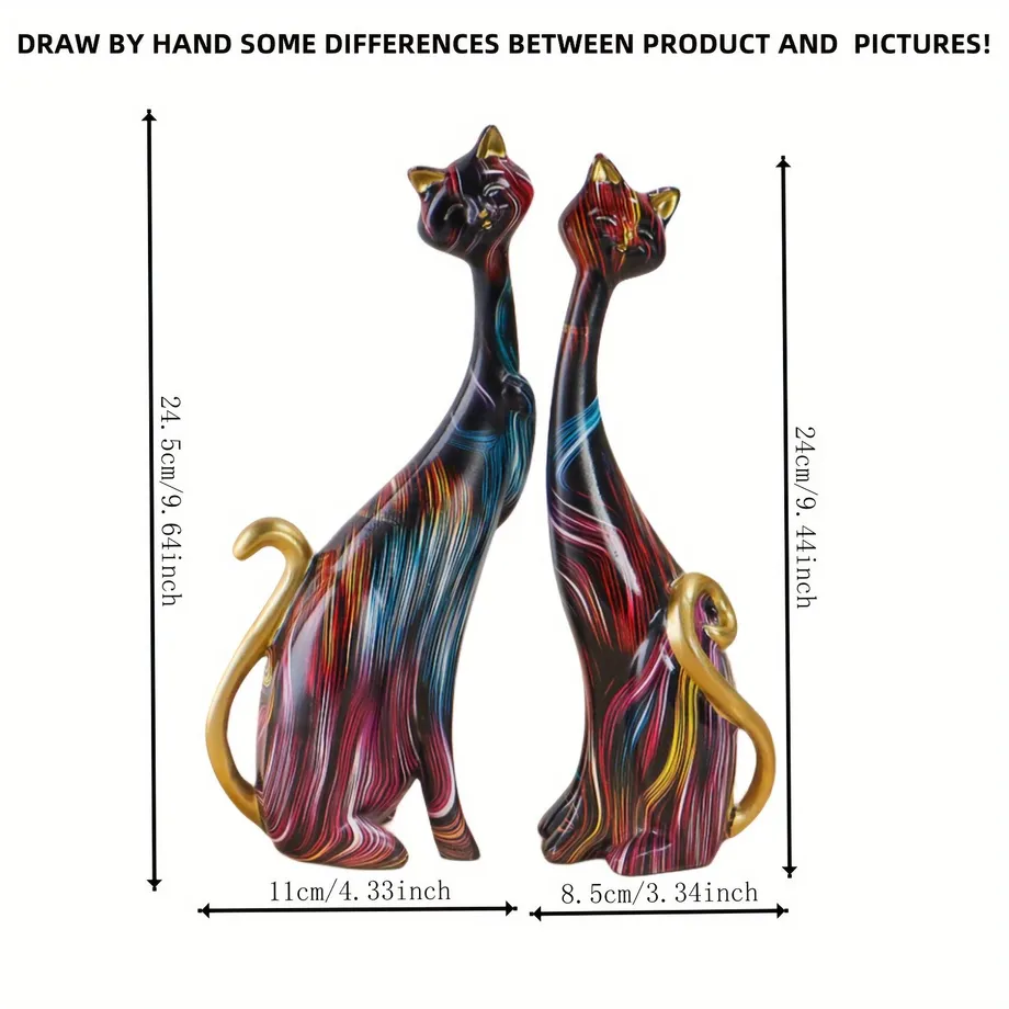 2ks Dekorativní Ozdoby Pro Kočky, Bytová Dekorace Zvířecí Ozdoby, Dekorace Do Pokoje A Obývacího Pokoje, Dárek K Valentýnu, Pryskyřice Sošky Koček Pro Páry Koček Pro Milovníky Koček