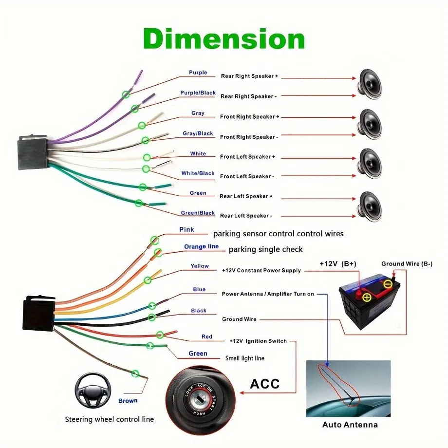 Automobilový multimediální přehrávač 1080P Full HD s FM rádiem, zrcadlením telefonu, podporou couvací kamery, dálkovým ovládáním a AUX audio.