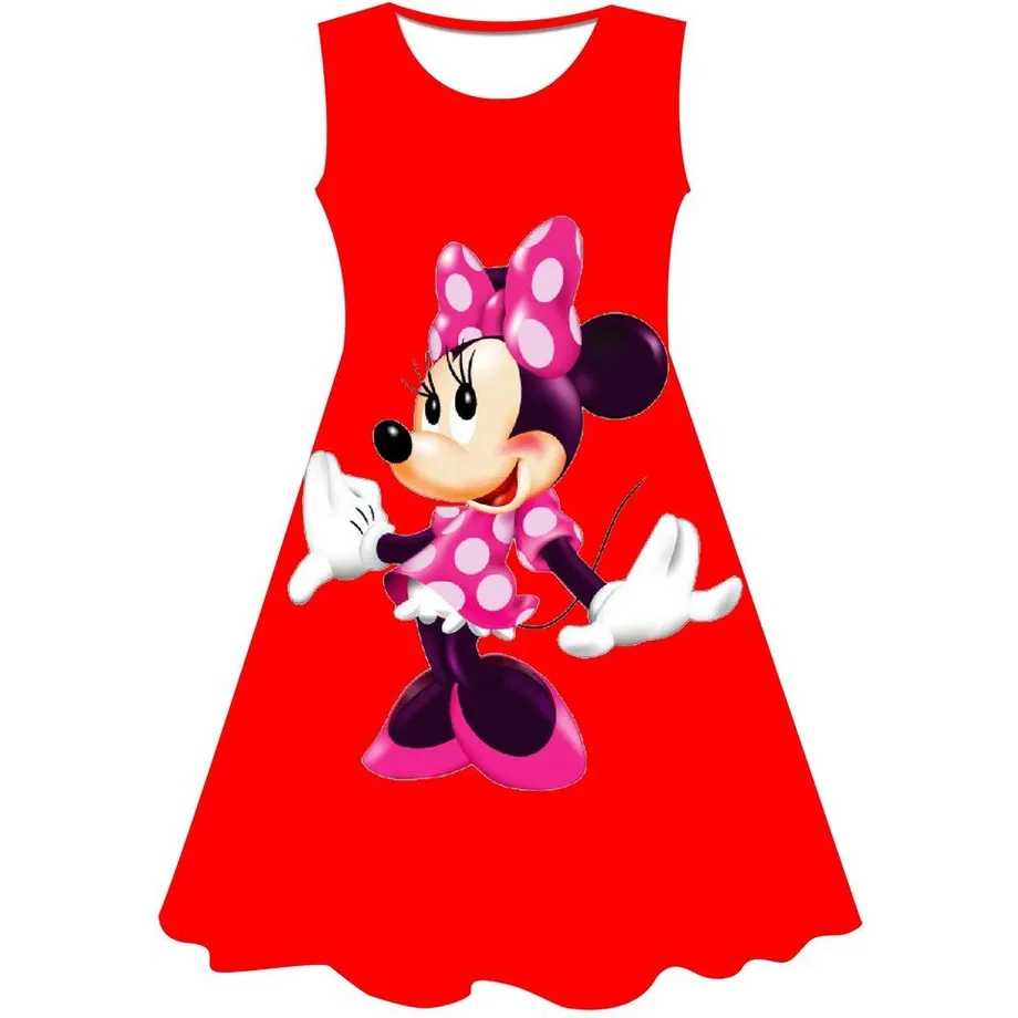 Dívčí letní šaty bez rukávů s motivem oblíbené Minnie Mouse