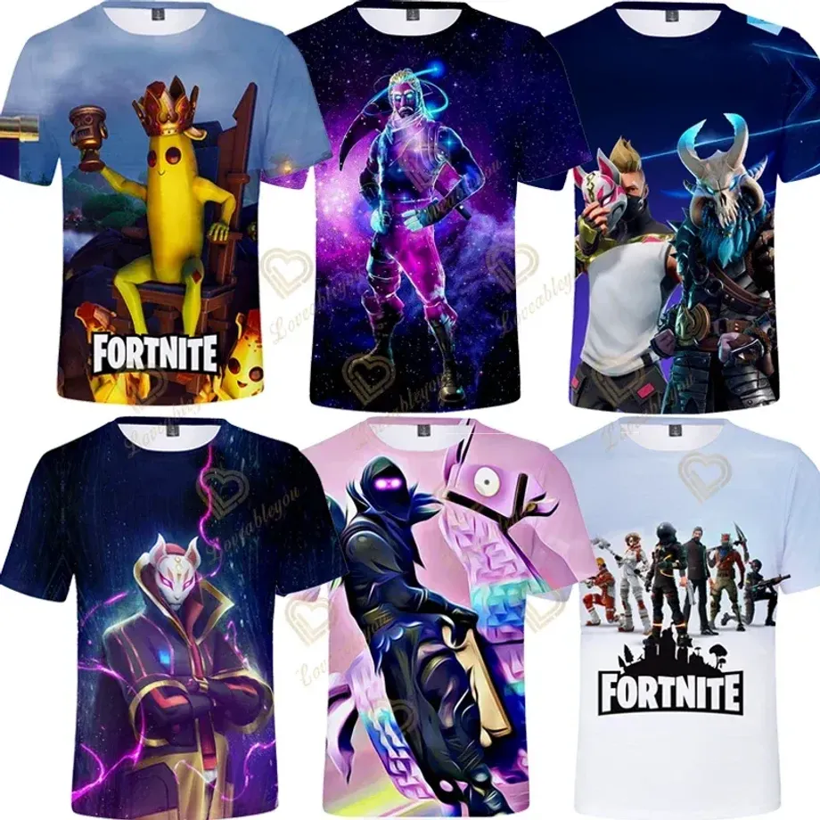 Stylové unisex tričko s krátkým rukávem a různými motivy z oblíbené hry Fortnite