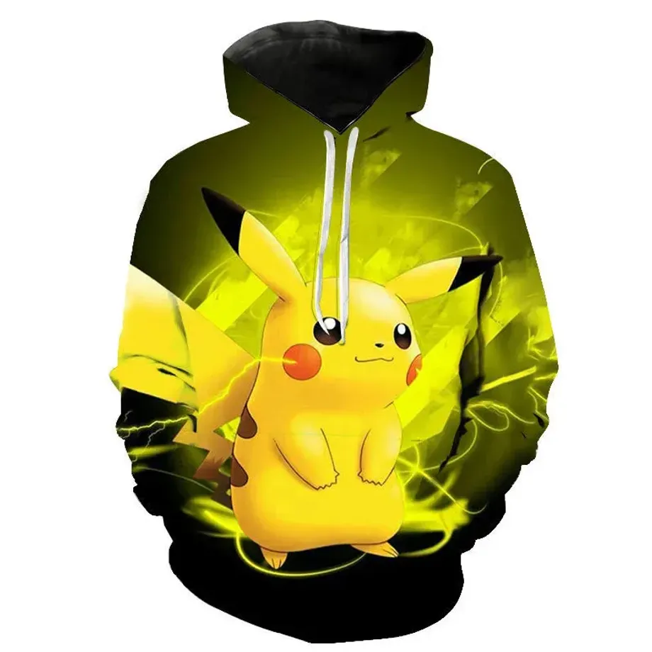 Stylová unisex mikina s klokánkou a potiskem Pokémon Pikachu