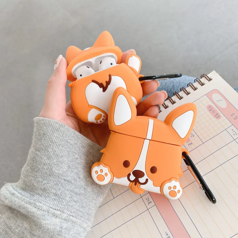 Roztomilé pouzdro na sluchátka Airpods - psík Corgi