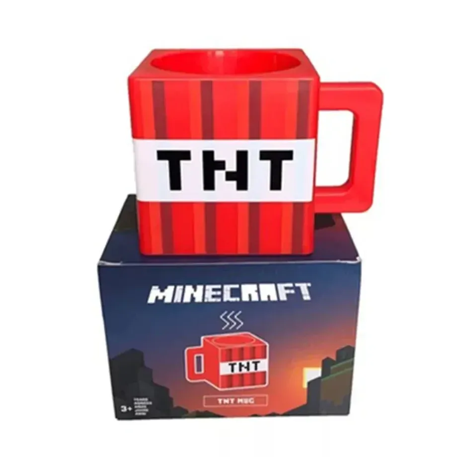 Dětský plastový hrnek na pití s uchem v motivech oblíbeného Minecraft