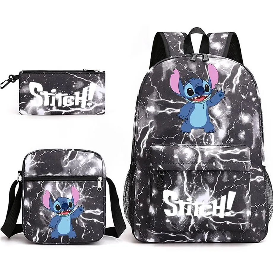 Set školních potřeb Stitch - Batoh a penál + taška přes rameno