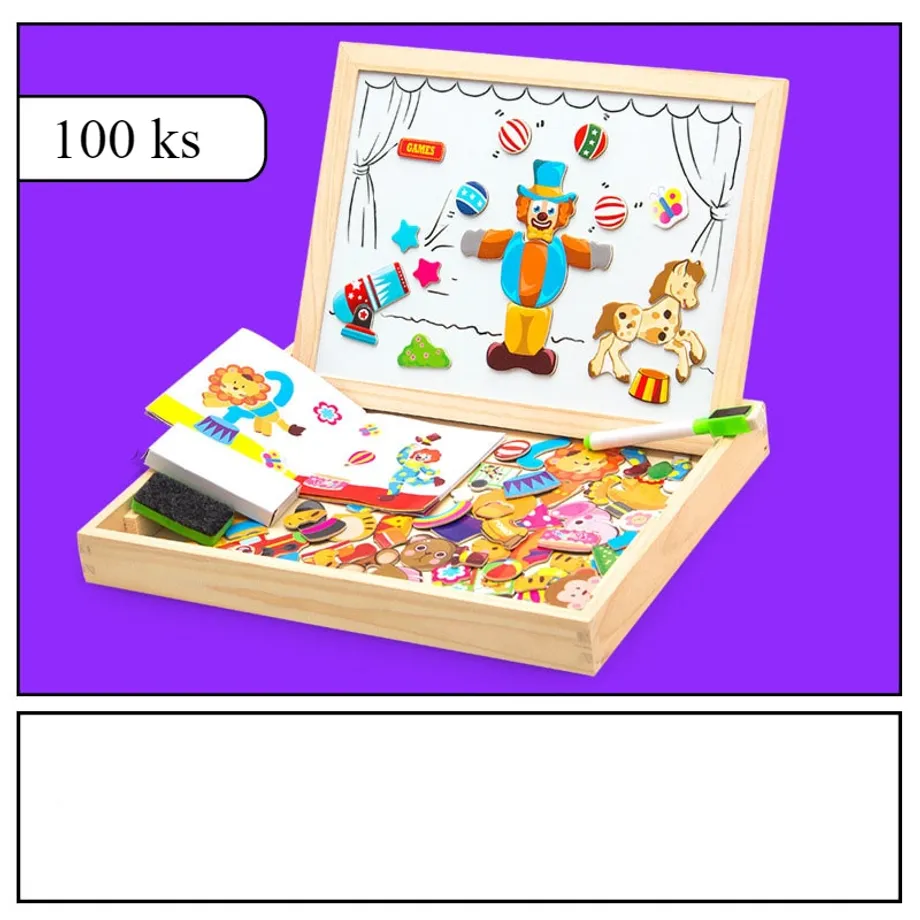 Magnetická tabule s dřevěnými figurkami - 3D puzzle