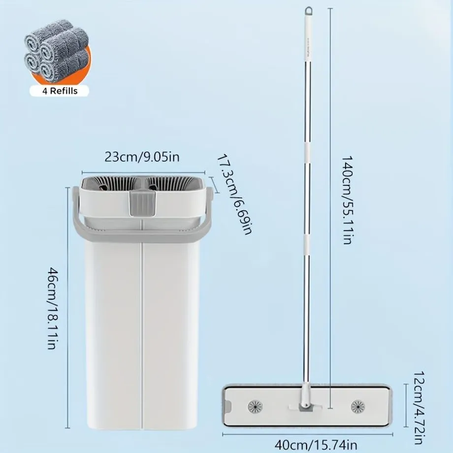 1 sada mop a kbelík s 2/4 mop pad náhradní- pro mokré i suché použití, na všechny typy podlah a oken