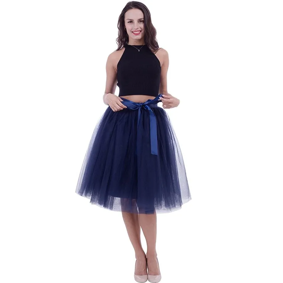 Módní tylová skládaná sukně - Tutu navy-blue