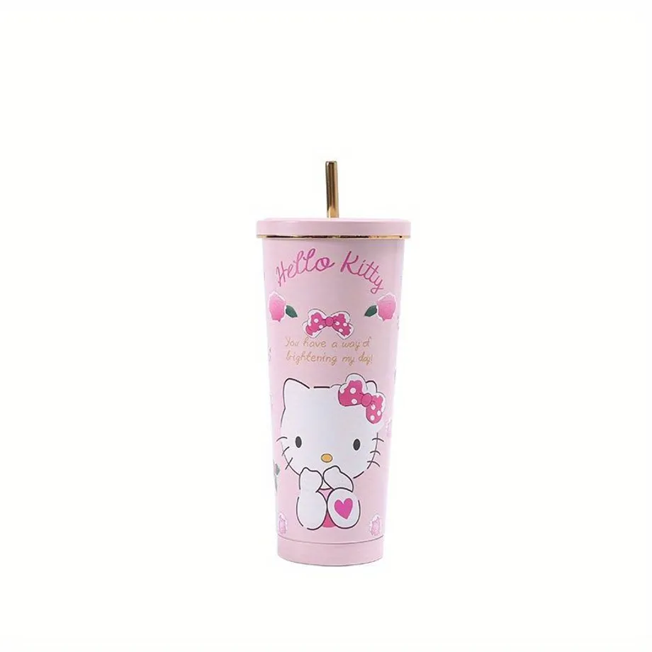 1ks 750ml Sanrio Cute Hello Kitty Pohár Na Vodu, S Brčkem, Nerezová Vakuová Láhev Na Vodu Pohár Na Vodu Do Auta