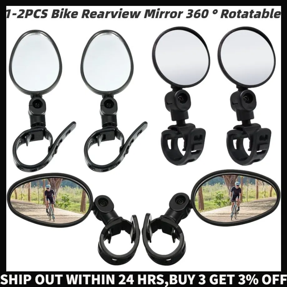 2ks MTB Bicycle Rear View Mirror Nastavitelný čirý zpětný pohled Reflektor Bike Handlebar Elektrický skútr Příslušenství pro jízdní kola