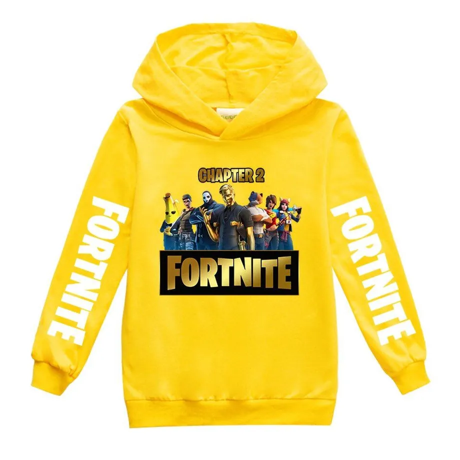 Dětská mikina s kapucí a potiskem na rukávech a hrudníku Fortnite