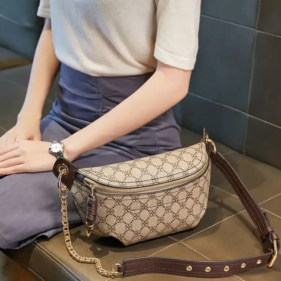 Geo Pattern Fanny Pack, elegantní přední taška na zip Univerzální taška na hrudník