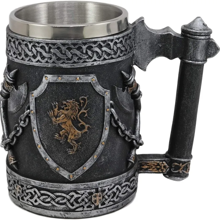 Ebros velký středověký erb Anglický lev Heraldika Shields Tankard Pivní džbánek