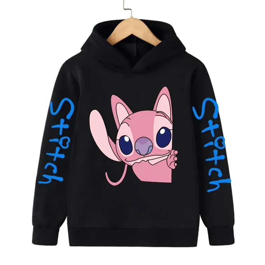 Dětská mikina s kapucí a roztomilým potiskem Stitch