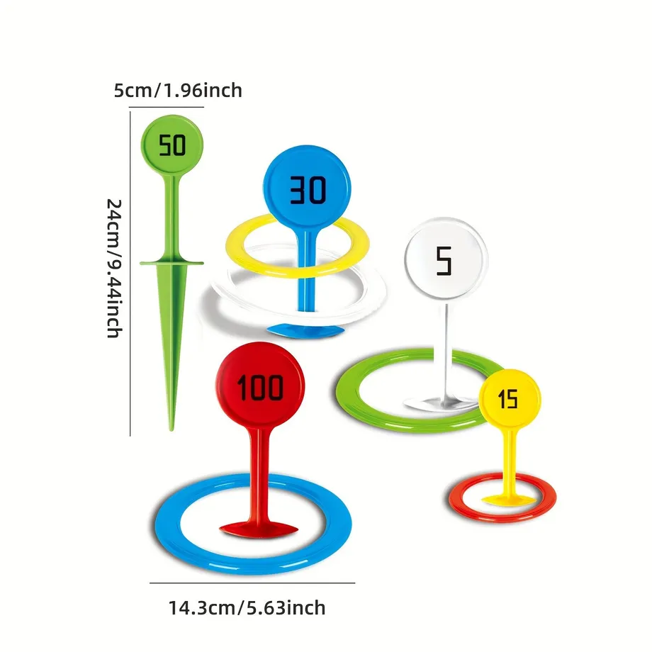 Hrací sada duhových házecích kroužků na zahradu, pláž, trávník